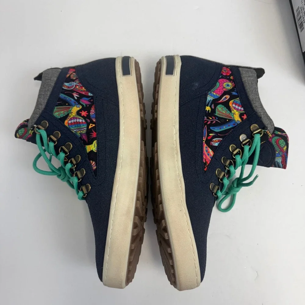 Inkkas Zocalo Camping Boot Mens 11‎ Navy Blue Canvas Bird Print SS210522 New